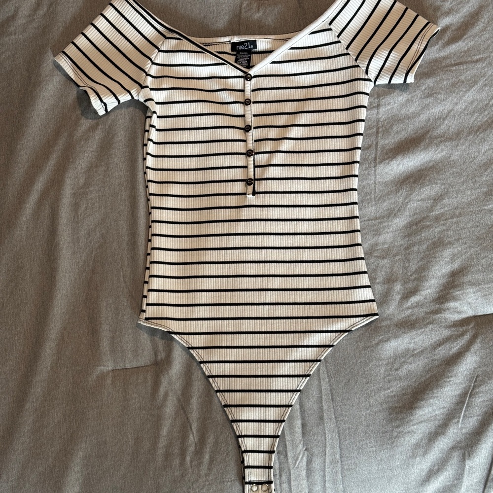 Black and White Striped Bodysuit